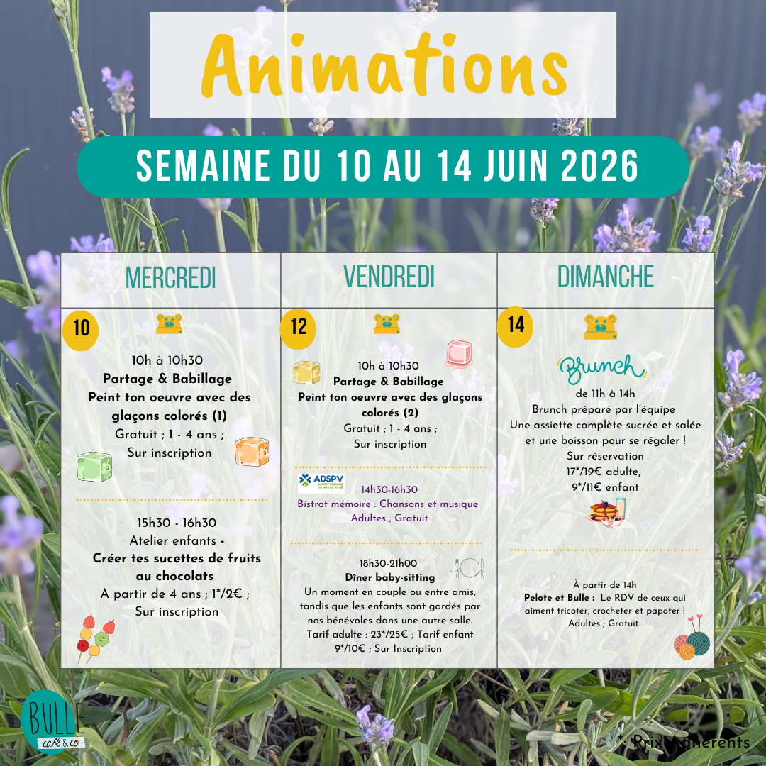 Programme semaine du 10-14 juin 2026